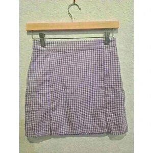 90s Purple Plaid Mini Skirt.SZ Small